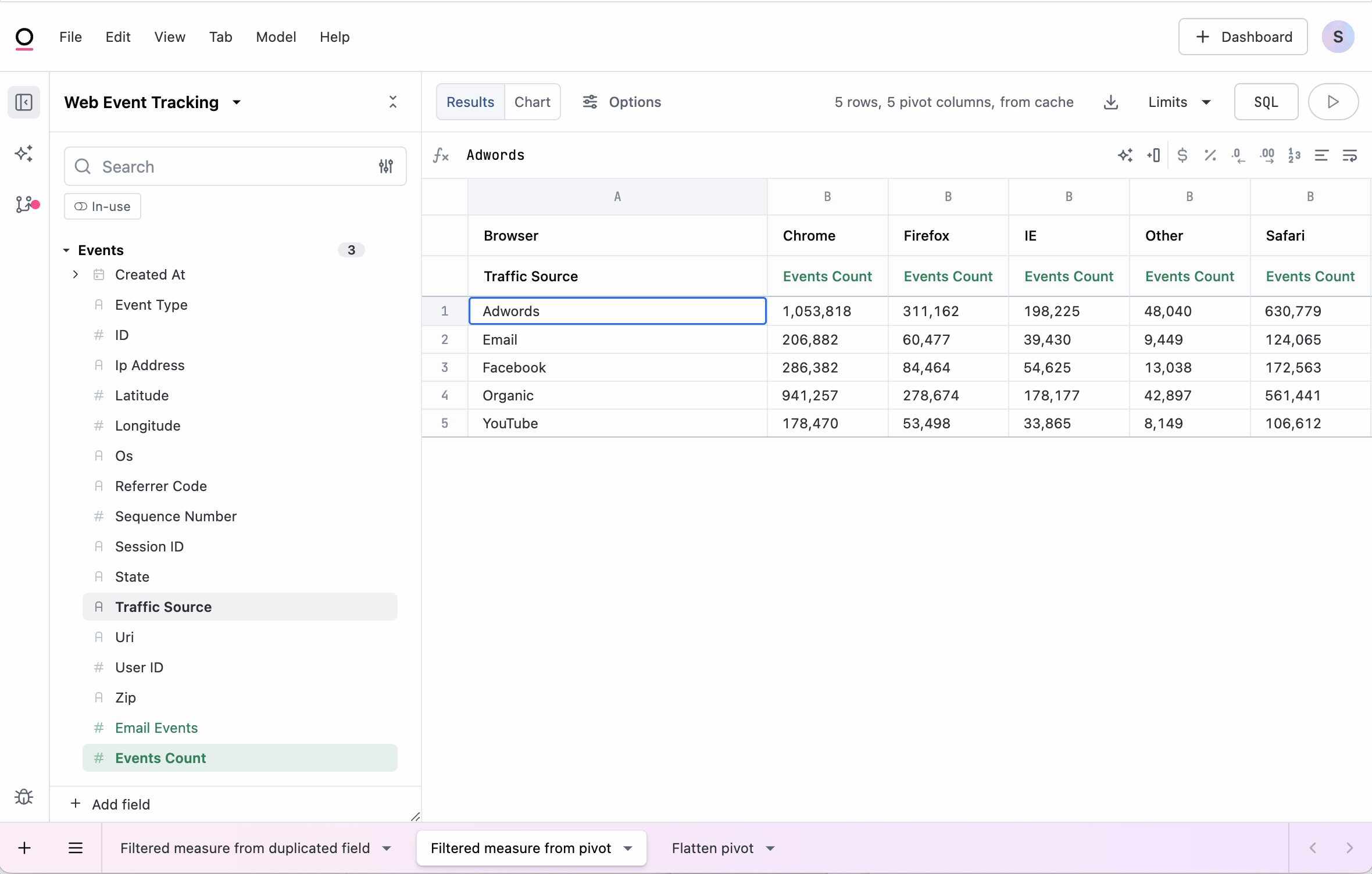 gif showing how create a filtered measure from a pivot